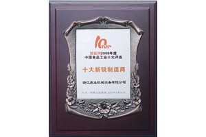 鼎业十大新锐制造商证书